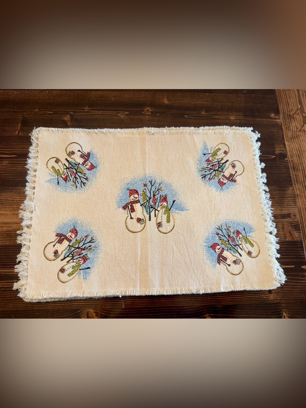 Cottagecore Holiday Snowman Placemats Set of 4 EUC